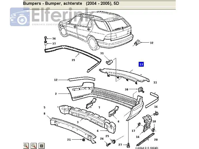 Stoßstangenleiste Mitte hinten Saab 9-5