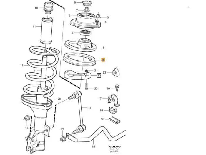 Schokdemper Rubber links-voor Volvo S40